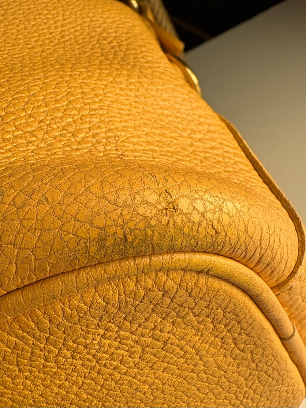 Dooney & Bourke awl Yellow Leather Webster twill strap Drawstring Bucket Bag - Picture 5 of 16